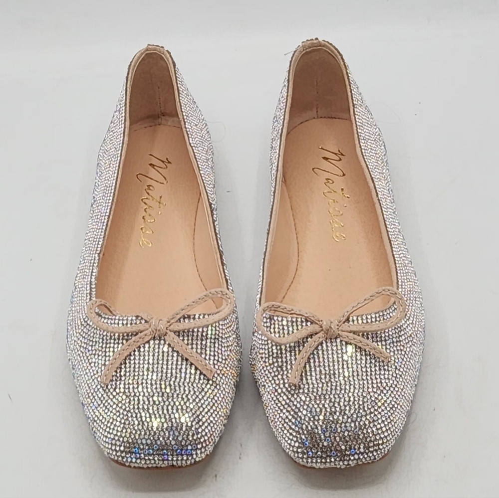 NWOB Matisse Roxy Clear Rhinestone Ballet Flats Size 8